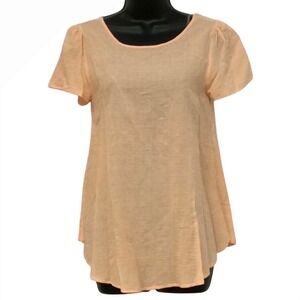 jella c. Peach Crisscross Back Short Sleeve Top Women's L Large